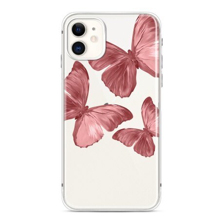 Husa de silicon cu model Fluture Roz pentru iPhone 11