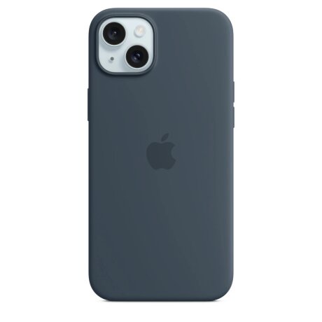 Husa Originala Apple din Silicon pentru iPhone 15 Plus, Storm Blue