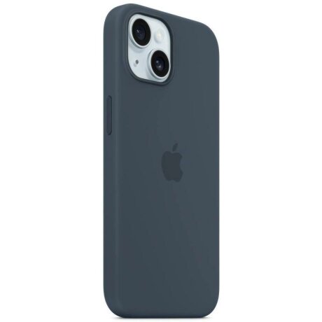 Husa Originala Apple din Silicon pentru iPhone 15 Plus, Storm Blue
