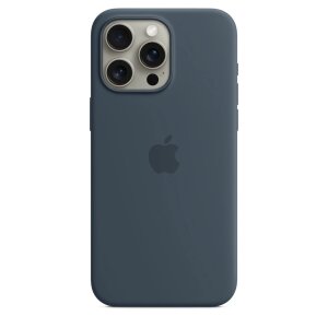 Husa Originala Apple din Silicon pentru iPhone 15 Pro Max, Storm Blue