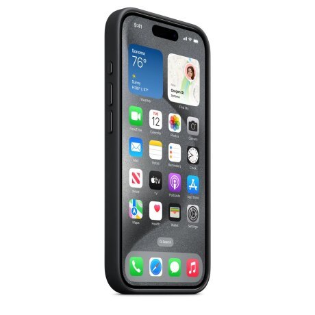 Husa Originala Apple FineWoven pentru iPhone 15 Pro, Black