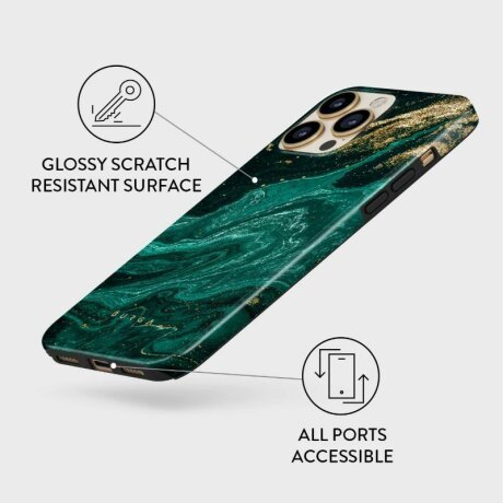 Husa Burga pentru iPhone 13 Pro, Dual Layer, Emerald Pool