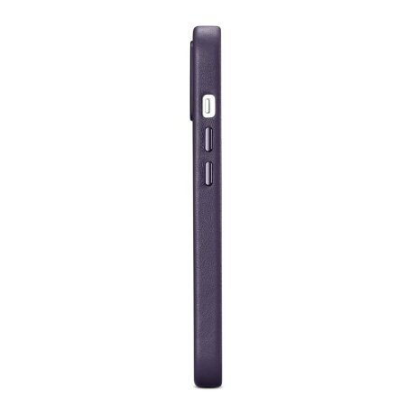 Husa din Piele pentru iPhone 14, iCarer, Dark Purple